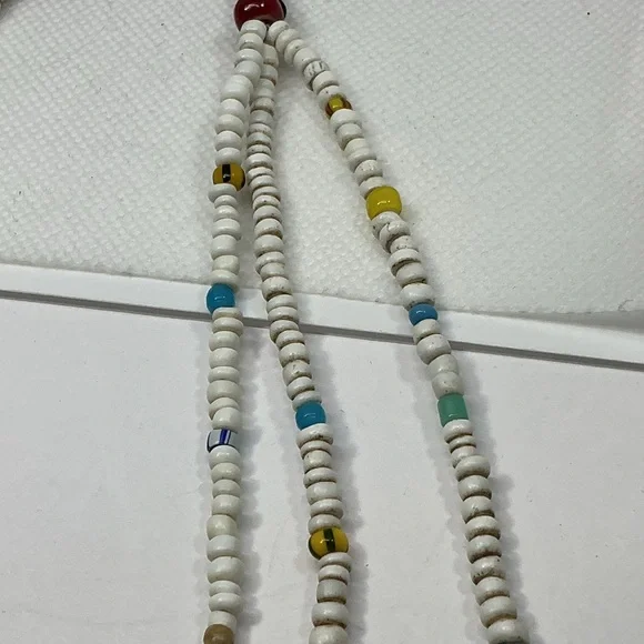 Vintage Ethnic Necklace Multi Strand Glass Gemstone Millefiori Trade Beads Boho